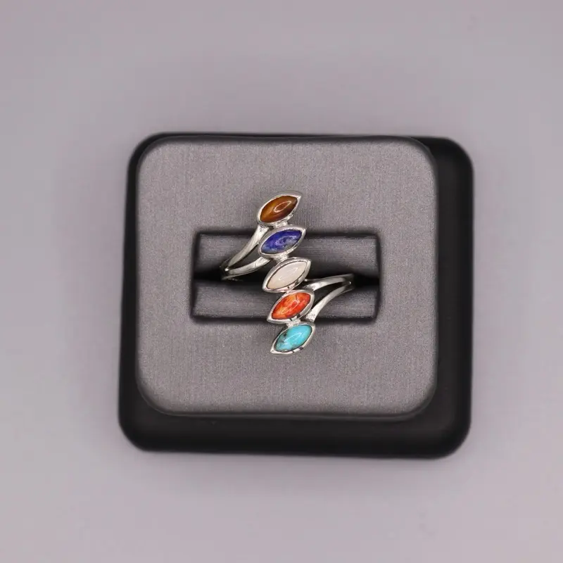 Sterling Silver Stone Ring - Multi Stone Stack Sterling Silver Stone Ring - Multi Stone Stack