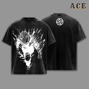 Yuji Itadori Vintage T-Shirt, Jujutsu Kaisen Anime Acid Washed Graphic Tee, Oversized Streetwear Top, Unisex Casual Outfit, Gift for Anime Fans