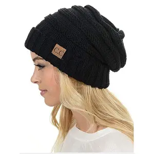Oversized Baggy Slouch Thick Warm Cap Hat Skully Cable Knit Beanie