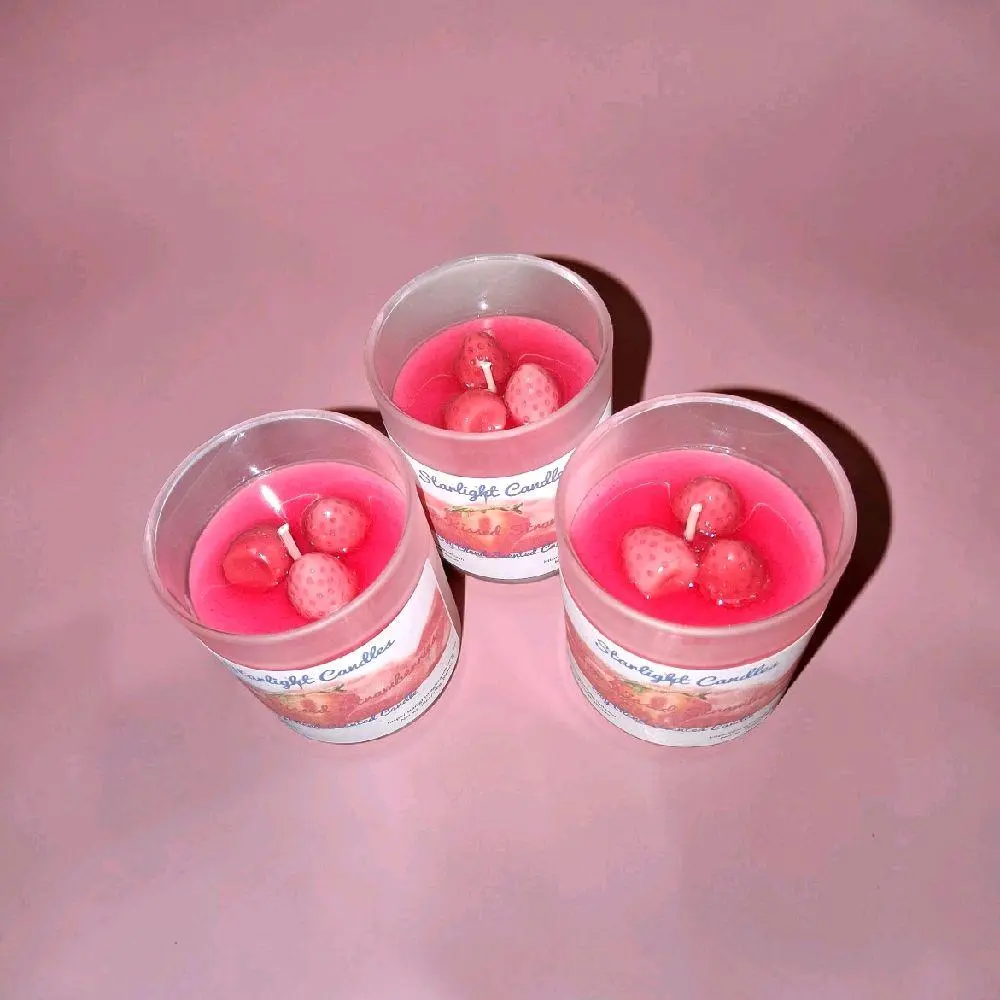Strawberry Scented Room Candle - Sun-Kissed Fragrance, Cozy Home Decoration, Party Ambience Enhancer, Relaxation Aid