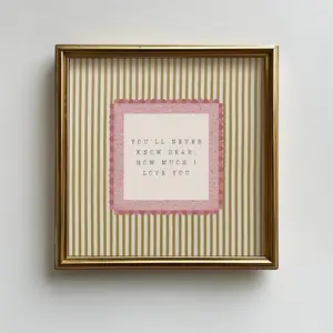 You'll Never Know Dear How Much I Love You Nursery Print Neutral Striped Girls Room Decor Cottagecore Wall Art Baby Girl Bedroom Poster Vintage Nursery Quote Artwork Unframed Kids Room Decoration Gift Idea