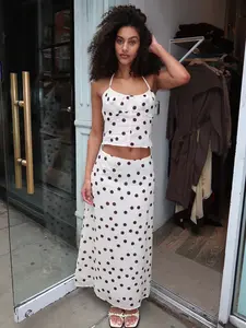 Rory Halter Top + Maxi Skirt in Cream Dot