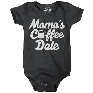 Mamas Coffee Date Baby Bodysuit Funny Sarcastic Graphic Novelty Jumper for Infants Funny Baby Onesies Sarcastic Clothes for Baby Funny Coffee Onesie Novelty Onesie Black -