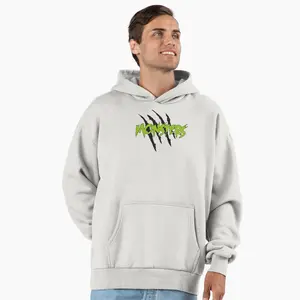 Monster Text Patchwork Graphic Hoodie, Dark Experiment Print, Punk Aesthetic, Tiktok Trendy Subculture Fashion, Gothic Party Streetwear