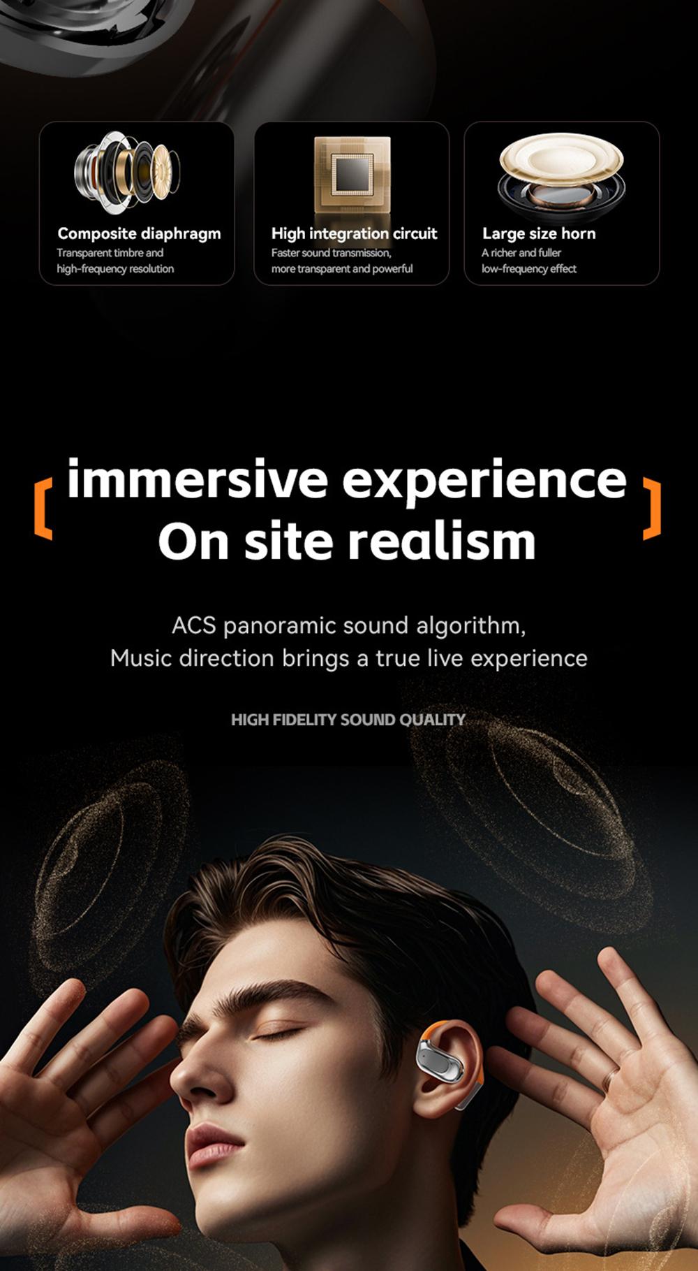 KEAI M113 Bluetooth Wireless 5.4 Earbuds, 2-in-1 OWS Rotatable Bluetooth Earbuds with Charging Case, Suitable for Office, Travel, Sports, Learning, Compatible with iPhone & Android