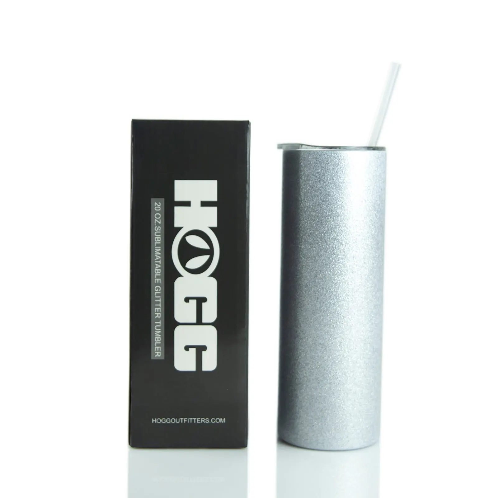20oz Sublimatable Glitter Skinny Tumbler - Silver