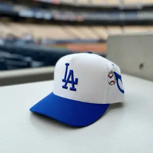 Blue Anime-Inspired Embroidered LA Snapback Hat, Custom Streetwear Baseball Cap