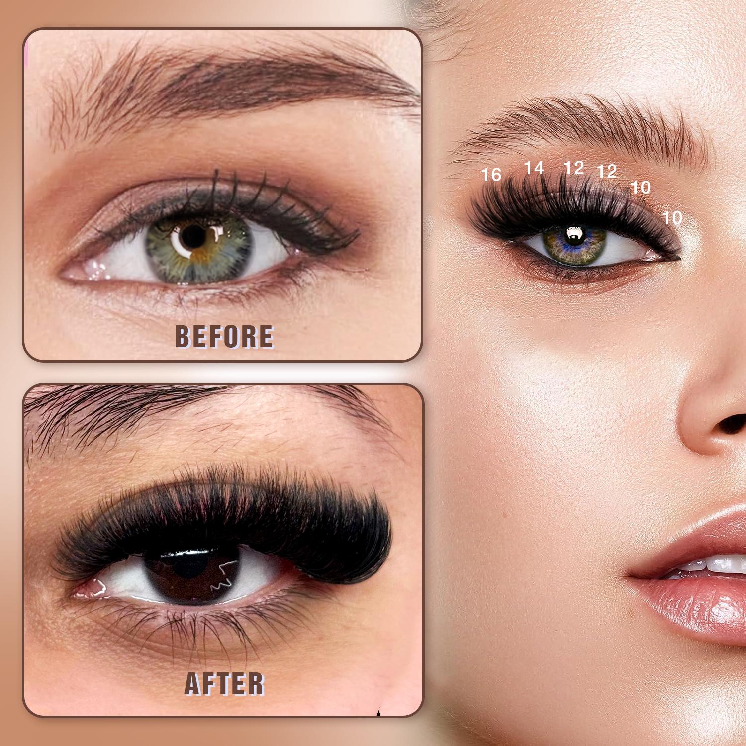 Ailaishi 150D Lash Clusters Kit, 156PCS DlY Eyelash Extensions, 10-20mm Dense Volume Lashes with Bond &Seal、 Remover 、Tweezers for Self Use