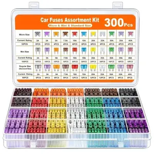 300pcs Automotive Fuse Set, 160 Mini Fuses, 90 Standard Fuses, 50 Micro Fuses, Aluminum Alloy, Mixed Colors, for Cars, Rvs, Trucks, Motorcycles
