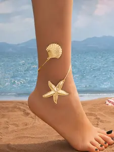 Elegant Starfish Shell Anklet, Beach Vacation Essential, High-End Foot Jewelry, Perfect for Coastal Getaways, Stylish and Unique Accessory