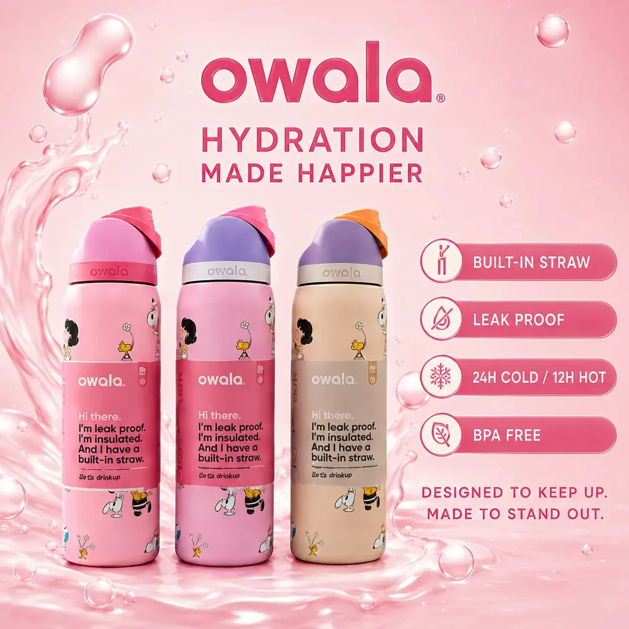 [SALE OFF 50% - LIMITED STOCK] Owala FreeSip 32oz ANIME PATTERN Water Bottle, Leakproof Built-in Straw, BPA Free Stainless Steel Cup, 24H Cold 12H Hot Travel Gym Bottle#Owala