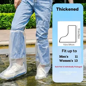 10 Pack Shoe Covers Disposable Non Slip,Long Plastic Waterproof Shoes and Boots for Rain Covers Thicken Shoe Protector for Men and Women(5 Pairs, Independent Packaging)