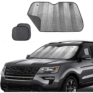 Windshield Sun Shade,  Window Shade as Bonus Keep  Cool Windshield Sunshade Protect Your  from Sun Heat & Glare  UV Ray Visor Protector -/Black (Size: 55.16X 27.5inch)