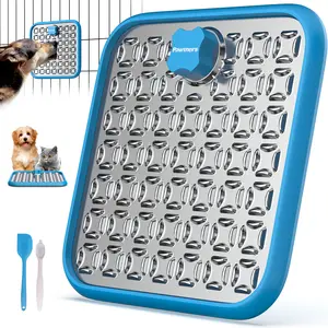 【Pawtners】 Stainless Steel Lick Mat for Dogs & Cats, Chew Proof Dog Slow Feeder Mat for for Calm Feeding & Anxiety Relief, 2 Pack, Blue