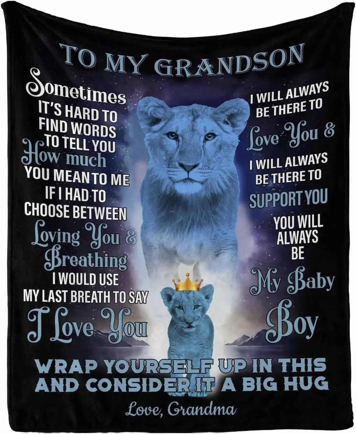 Customized Love Blanket Throw to My Grandson from Grandma & Grandpa It's Hard to find Words to Tell You How Much You Mean to me, Blanket Gift for My Son