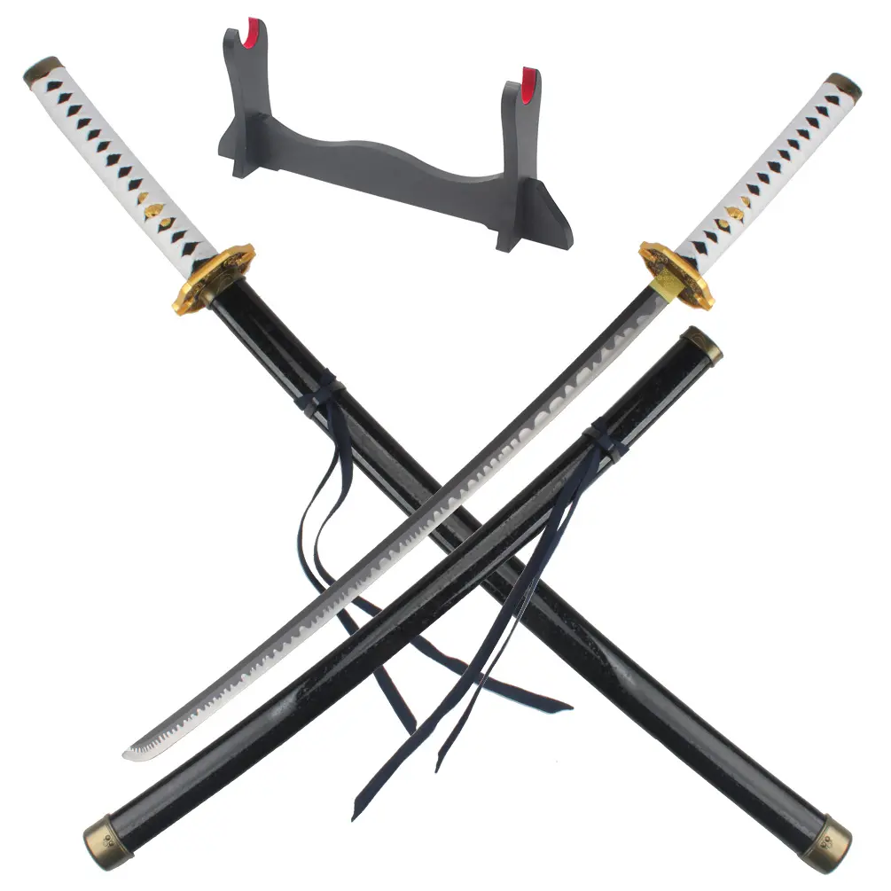 ELERVINO 41-in Anime Sword - 1x Real Metal Cosplay Devil May Cry Vergil 5 Yamato Samurai Katana, 3.1 lb, 1x Wooden Stand, 12+ Yrs, Collectible, Durable, Gift for Adults, Decoration, Toy Sword & Sabre, Plastic, Cosplay Props