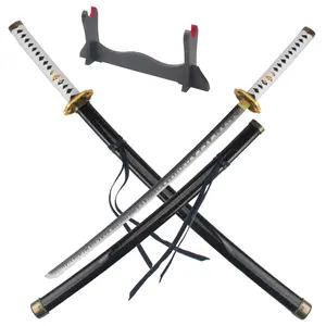 ELERVINO 41 inches Real Devil May Cry Yamato Sword Vergil 5 Cosplay Samurai Katana with Wooden Holder Stand Display Anime Fans for Halloween Role Playing Props Cosplay Collection Decoration Christmas Gift Birthday New Year