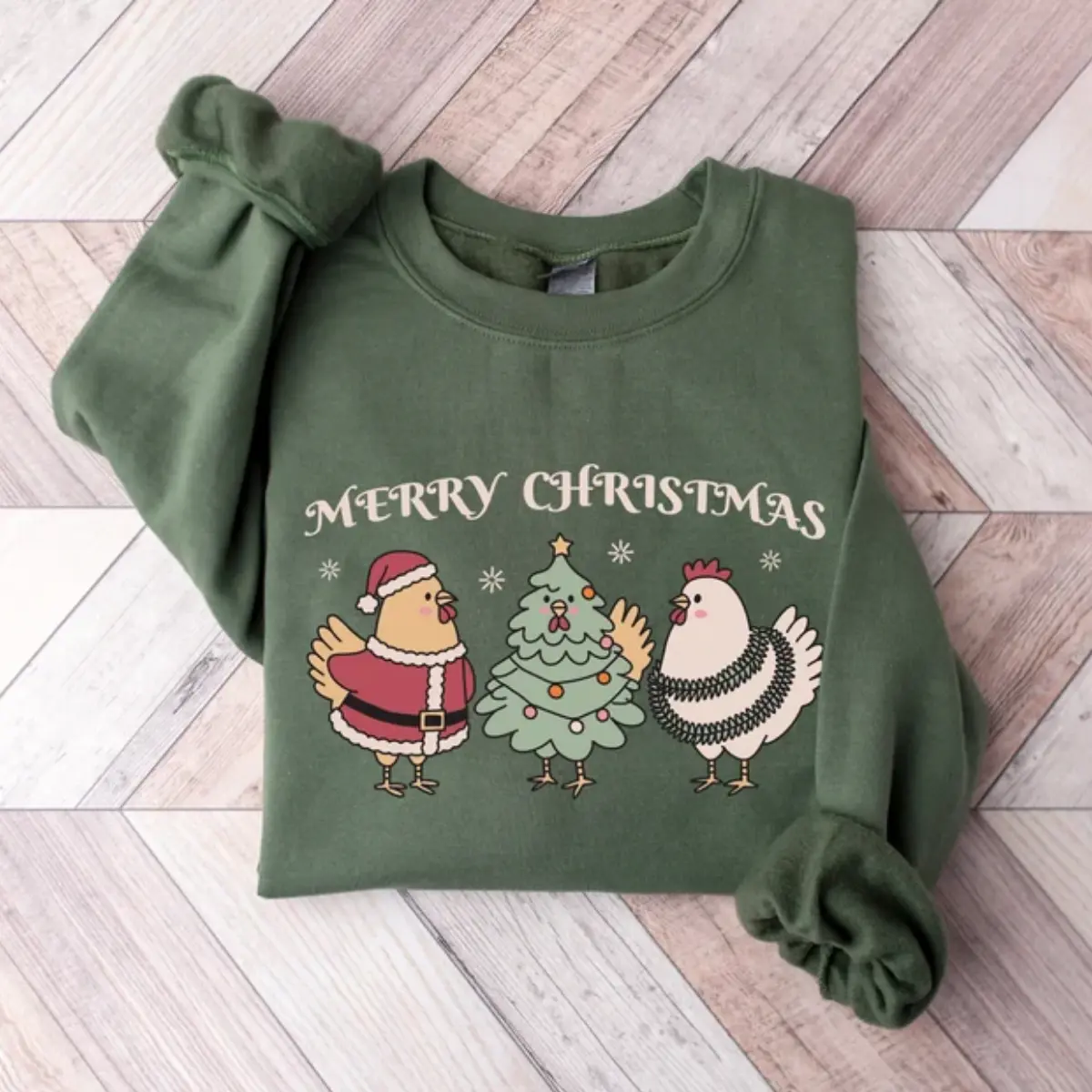 Chicken Christmas Shirt, Funny Christmas Sweatshirt For Chicken Lovers, Christmas Gift, Farm Animal Christmas Tees, Holiday Chicken Sweater
