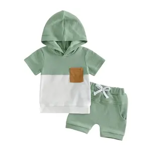 Toddler Baby Boy Summer Outfit Short Sleeve Hooded T Shirt Top Casual Shorts Set Infant Newborn Clothes 6 12 18 24 Month 2T