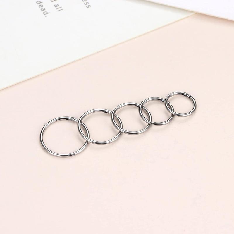 Cassieca G23 Titanium Nose Ring Hoops 20G 18G 16G 14G Septum Hinged Nose Rings Click Ring for Lip Helix Tragus Daith Rook Cartilage Lobe Earrings Conch Piercing Jewelry Hypoallergenic Nose Rings