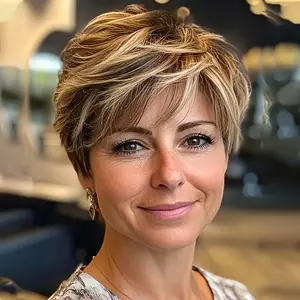 New Fashionable Women'S Natural Look Short Pixie Cut Wig - Glueless No-Maintenance Human Hair Wig with Bangs, 180% Density Brazilian Hair, Rose Net Cap for Secure Fit, Everyday & Special Events, Natural Look for Women - Machine-Made Hairstyle, Versatile H
