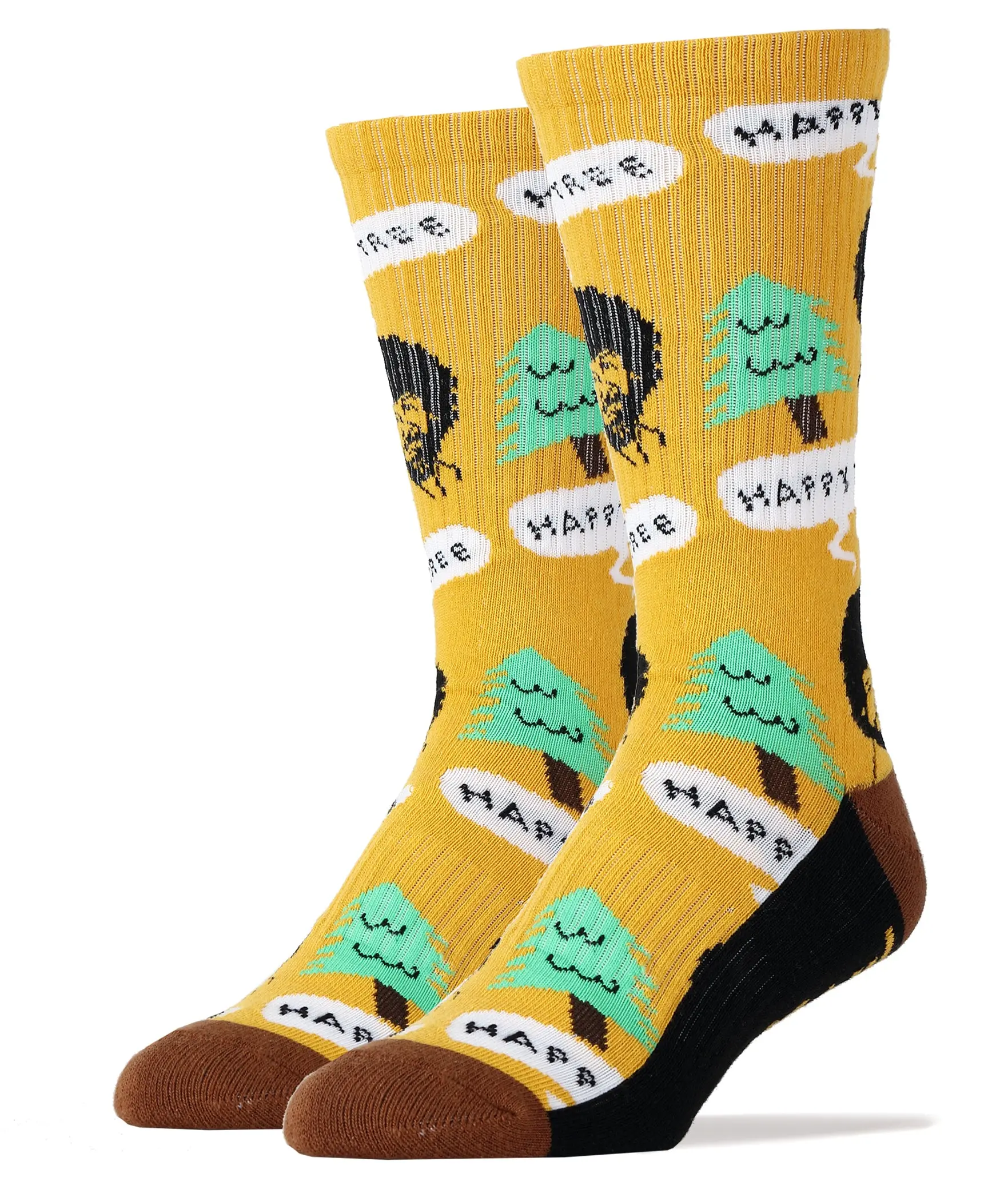 Men's Novelty Athletic Crew Socks, Funny Crazy Sport Socks, Bob Ross Happy Tree
