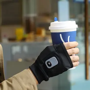 Unisex Rechargeable Heated Gloves, Fingerless Winter Gloves, USB Powered, Adjustable Wrist Strap, Ergonomic Design, Warm Gloves for Cycling, Skiing, Work, Outdoor Activities