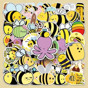 Cute Cartoon Bee Pattern Sticker, 51pcs/set Creative Animals Decorative Stickers, DIY Decals for Scrapbooking, Journaling, Gift Wrapping, Greeting Cards