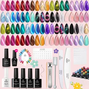 Beetles Cat Eye Gel Nail Polish Set, Shimmer Glitter Gel Polish Set Soak Off LED UV Curing Requires Silver Pink Blue Orange Green Purple Velvet Gel with Magnet Gift for Women Manicure Glossy  #TikTokShopBacktoSchool