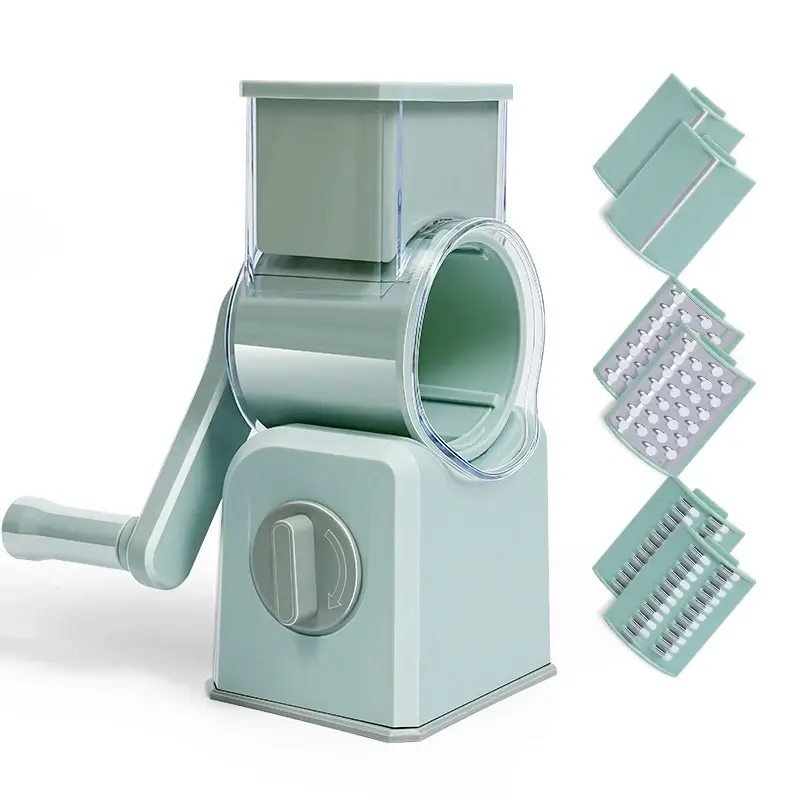 Vegetable Food Chopper with 6 Design Blades.PowerfulSuction Cup Base, 1 Blade Storage Rack & RotatingCheeseGyro Cutter Kitchen Utensils