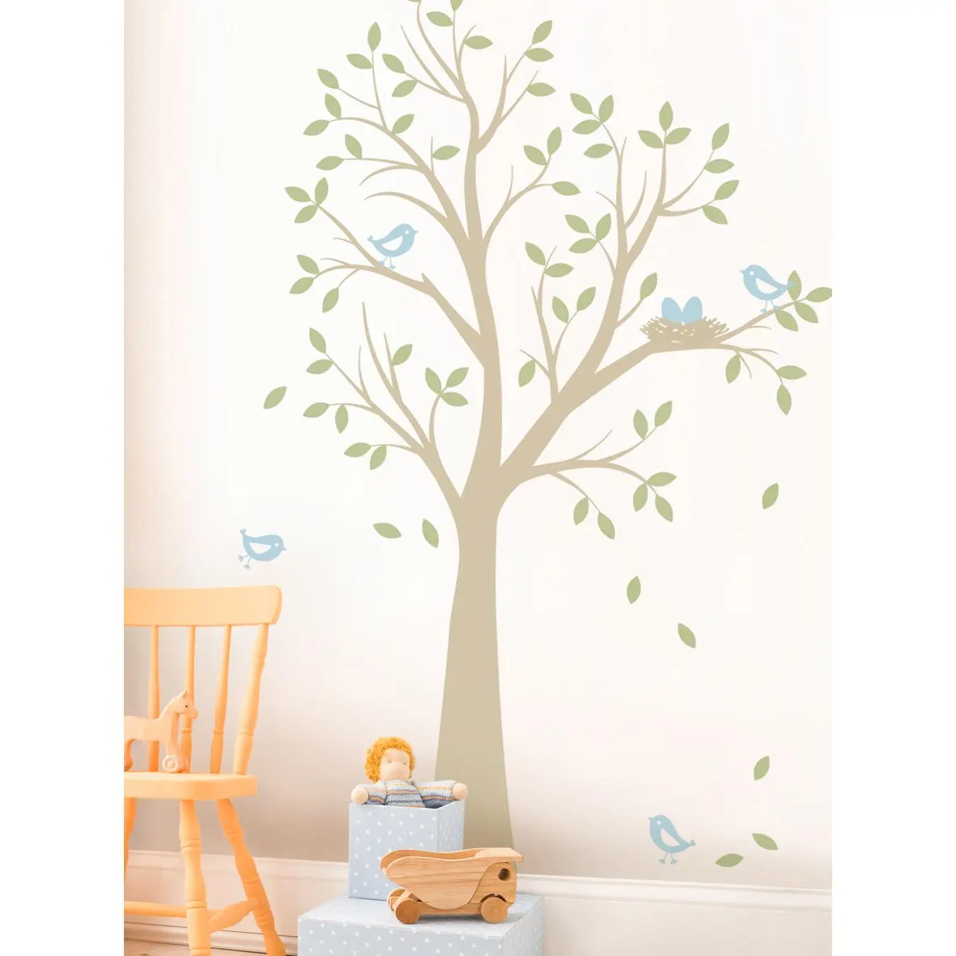 Tree Wall Decal with Birds and Nest, Home Decor Stickers for Accent Wall, Classroom Decor & Room Art, Cute Wall Stickers & Murals