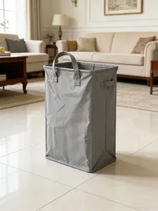 Foldable Fabric Laundry Basket with Handle, Narrow Design for Bathroom Storage, Breathable Cloth Hamper for Home Use