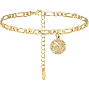 Gold Plated Anklets for Women Dainty Zodiac Constellation Anklet Zodiac Sign Disc Ankle Bracelet 14K Real Gold Plated Anklets for Women Valentine's Day Gifts for Women