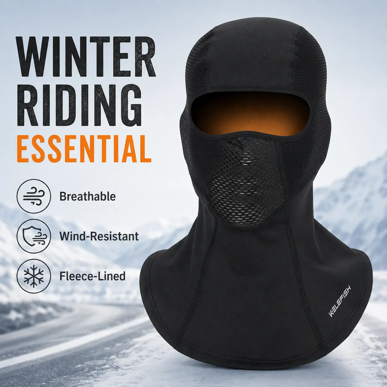 Men’s Winter Fleece Balaclava, Breathable Mesh Face Cover with Extended Neck Protection, Wind-Resistant Thermal Ski Mask for Motorcycle Riding, Cycling, Hiking and Outdoor Work