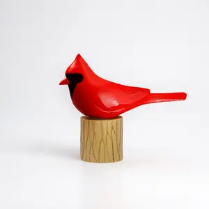 Handcrafted Resin Northern Cardinal Figurine - Exquisite, Lifelike Red Bird Decorative Statue with Sturdy Stump Base, Premium Craftsmanship, Nature-Inspired Home Decor Gift for Desktops, Bookshelves