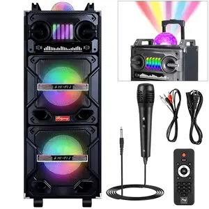 Portable Bluetooth Hifi Speaker System DISCO Colorful Lighting 2 x 10" subwoofer + 2 x 2" Tweeter Rechargeable indoor outdoor Party