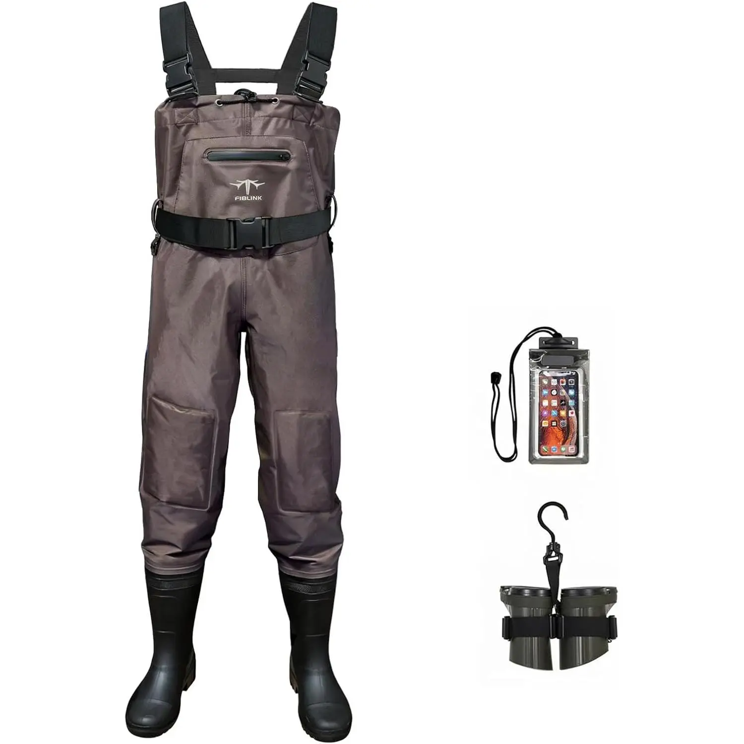 Fiblink Chest Waders, 2-Ply Nylon/PVC Waterproof Fishing Hunting Waders, Fishing Waders for Men & Women with Boots