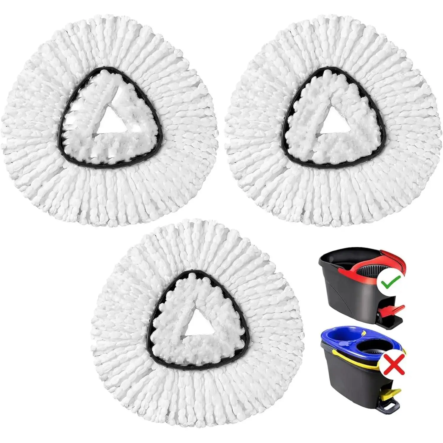 Mop Replacement Heads Compatible with O-Cedar EasyWring Spin Mops 3 Pack-Washable Microfiber Spin Head Refills-Easy Cleaning Mop Head Replacement Household Items