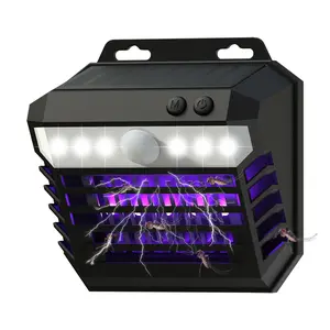 2 Pack Solar Bug Zapper 2-In-1 Fly Zapper Outdoor Motion Sensor Light Waterproof Mosquito Zapper Rechargeable Security Light for Garden