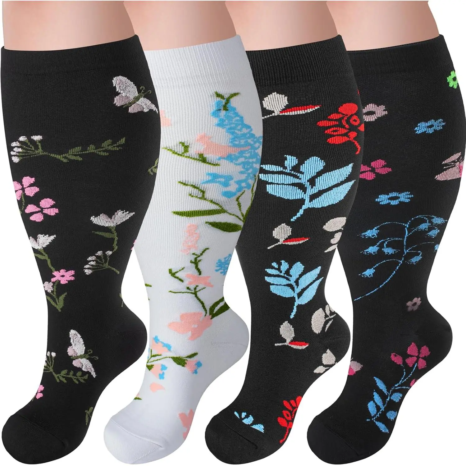 Wide Calf Compression Socks for Plus Sizes - Medical Grade Graduated Support Socks To Promote Healthy Blood Flow and Reduce Leg Fatigue for Men & Women