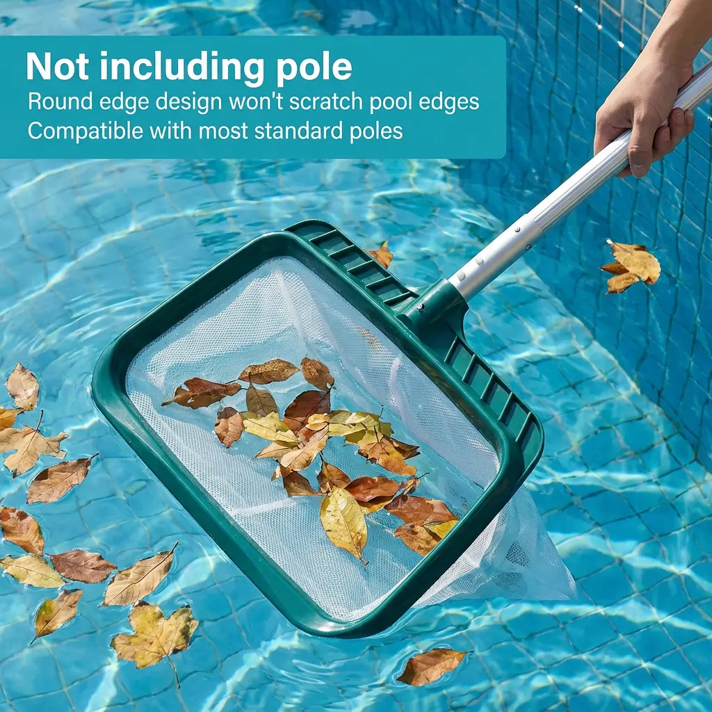Professional Pool Skimmer Net, Heavy Duty Swimming Leaf Rake Cleaning Tool with Deep Fine Nylon Mesh Net Bag - Fast Cleaning,Easy Scoop Edge,Debris Pickup Removal (No Pole)