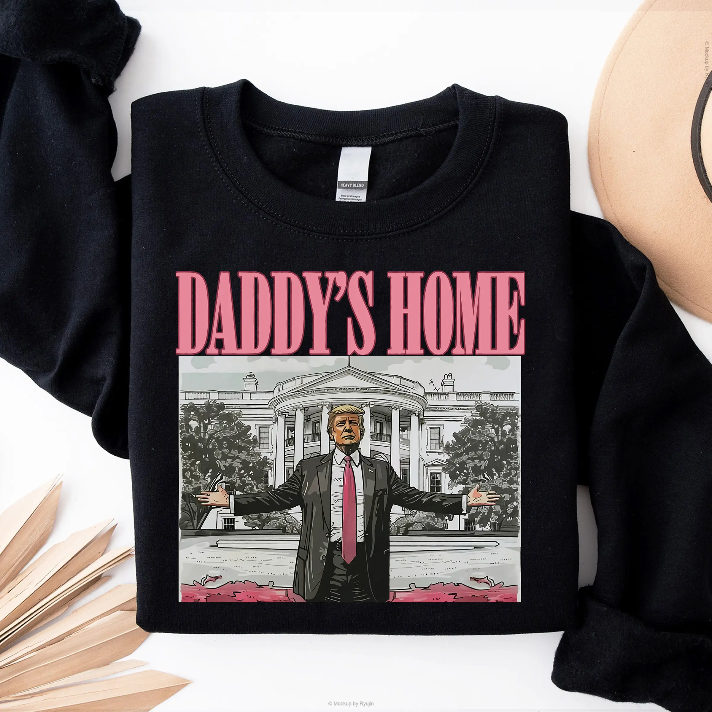 Daddy's Home Trump 47th President of White House Trump Won Sweatshirt, Wins Inauguration Graphic Printed Unisex Classic Cotton Sweatshirt