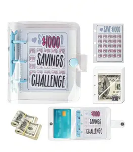 $1000 saving challenge book with clear cover – track cash goals, build better habits, and stay organized with this reusable budget binder