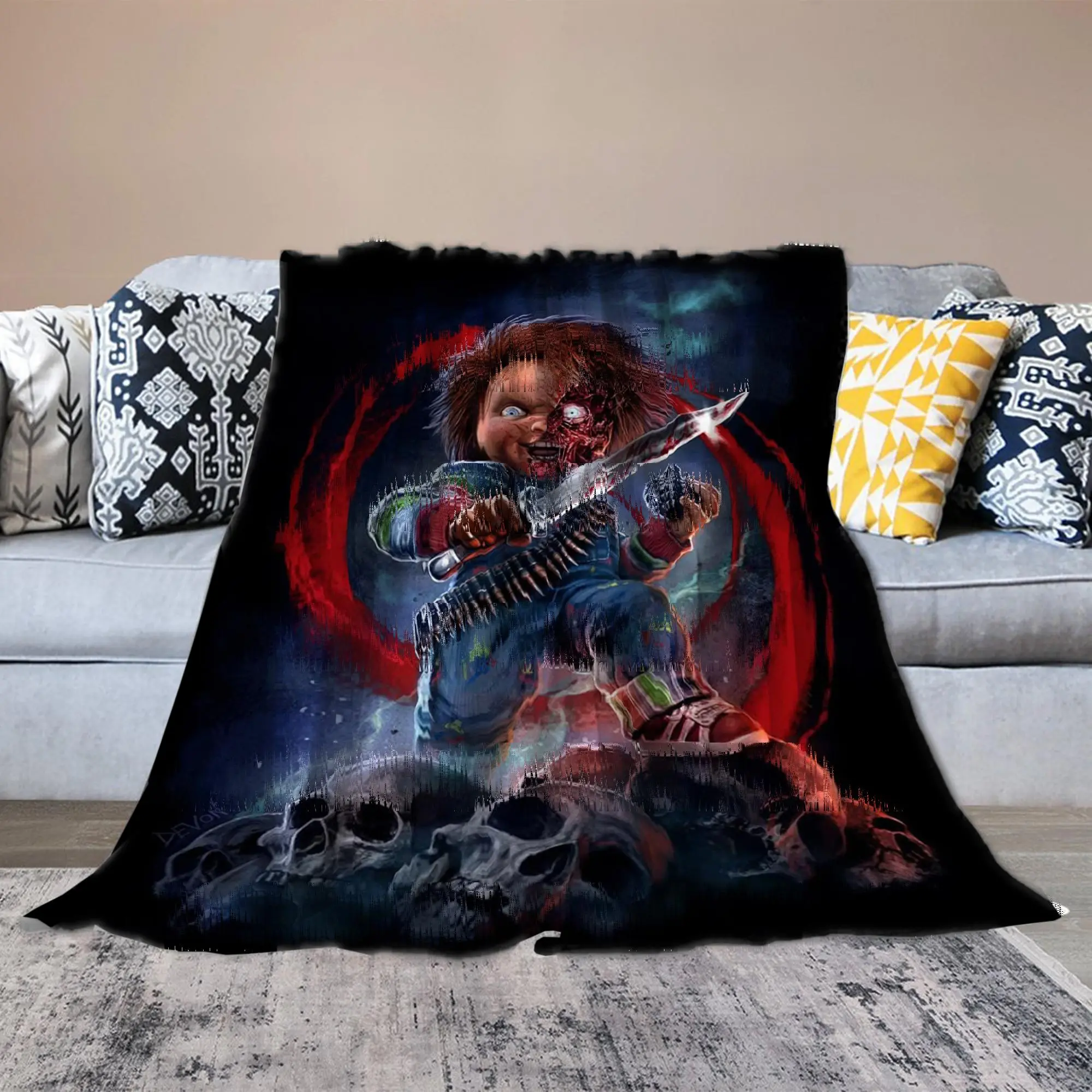 Chucky Ultra Soft Flannel Fleece Blanket | Cozy Lightweight Throw Blanket for Couch, Sofa, Bed & Travel a-204