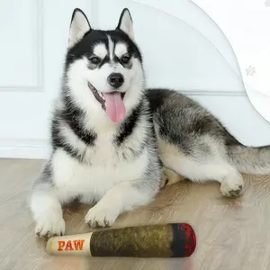 Cigar-Shaped Pet Chew Toy Chew Stick, Durable Velvet Squeaky Interactive Teeth Cleaning, Dog Cat Fun Accessories, Pet Supplies