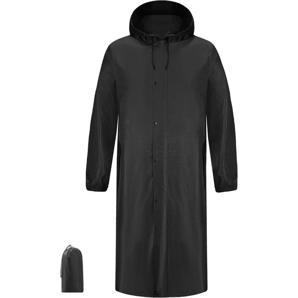 Hooded Long Raincoat - 8000mm Waterproof, Lightweight Packable Durable Comfortable Rain Jacket for Men - Camping&Hiking, Cycling Outdoors