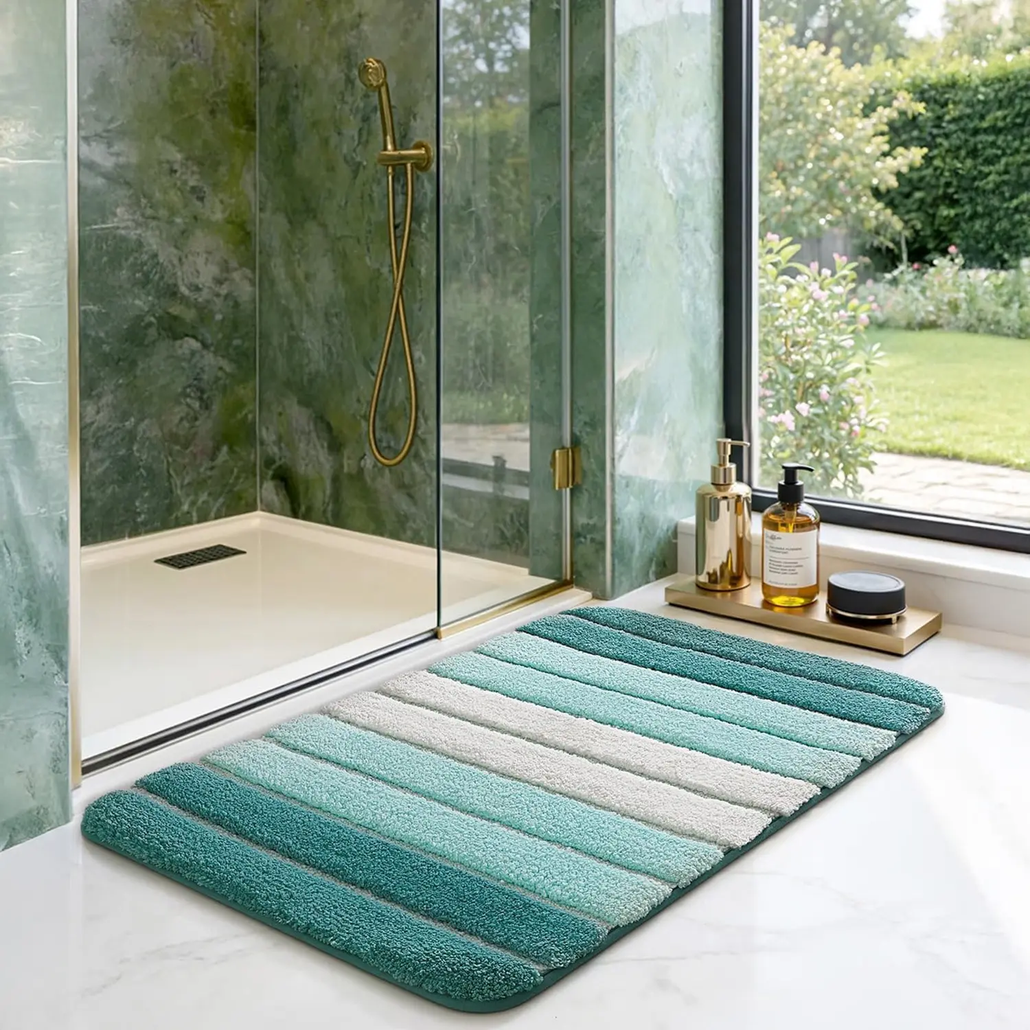 DEXI Rectangle Microfiber Bath Mat - 24x36in Quick-Drying Washable Rug with Non-Slip Rubber Backing, Ideal for Bathroom Shower Floor, Sink (Absorbent Bath Mats for High Water Retention Needs)
