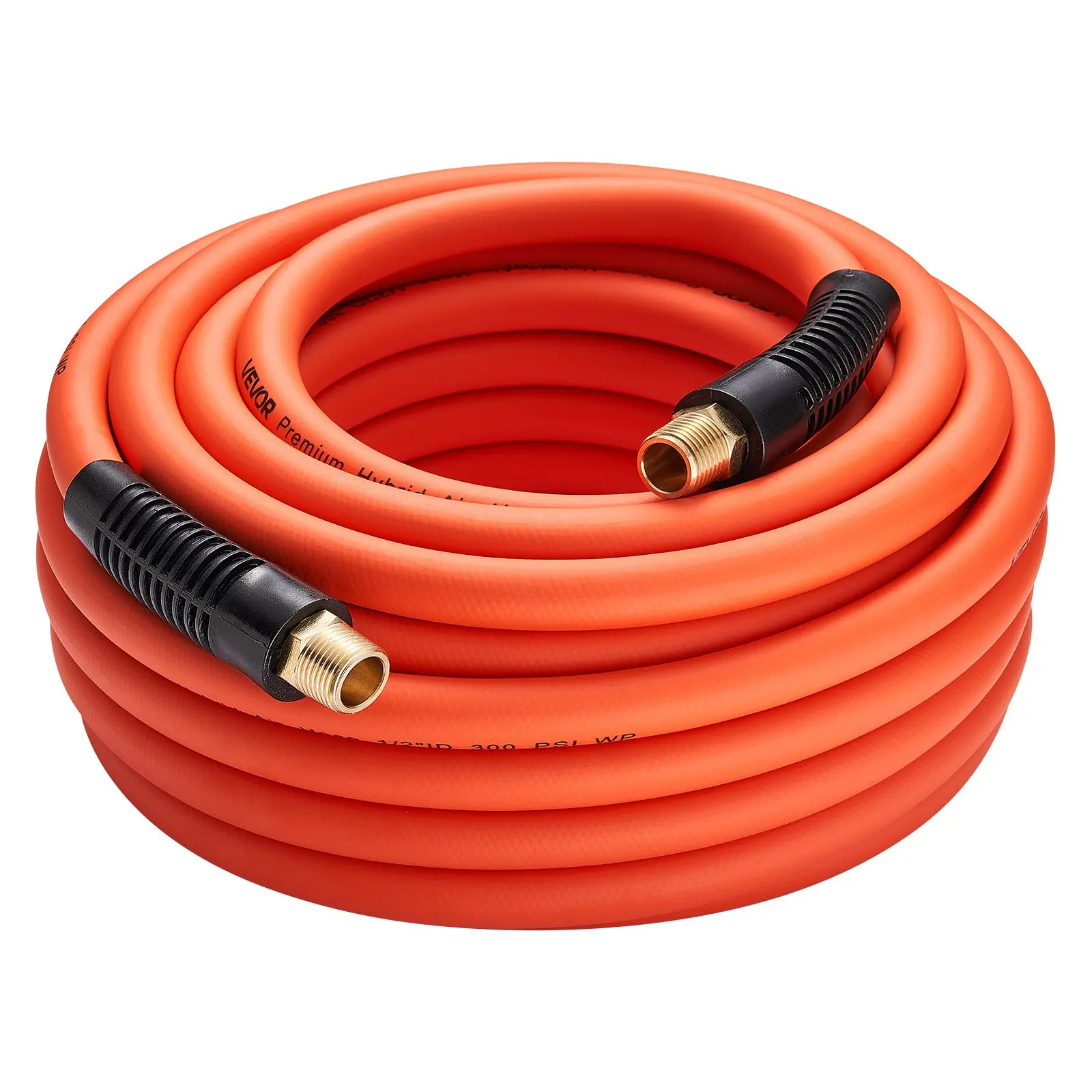【Summerfinds】VEVOR 1/2 in x 50 ft Hybrid Air Compressor Hose, 300 PSI Max Kink-Resistant Pneumatic Hose with 1/2-Inch MNPT Brass Fittings, 3-Layer Construction, All-Weather Flexibility, Bend Protection, Plug-and-Play, HAH1250, Tool Upgrade