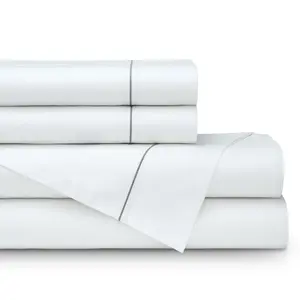 Bella White/Silver Double Hem Stitch Sheet Set