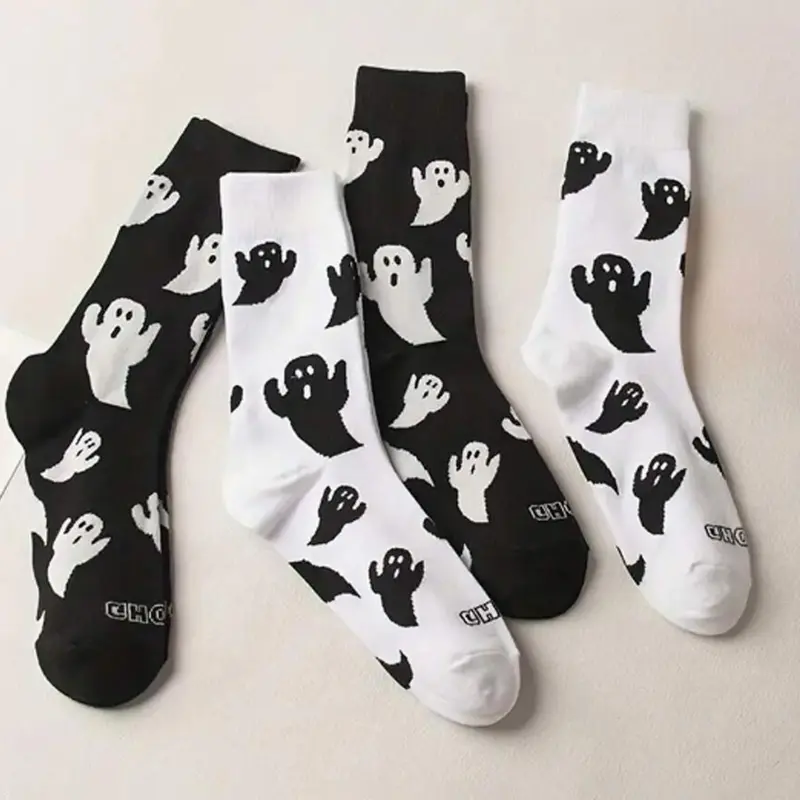 Women's Ghost Print Mid-calf Socks, Casual Socks, Soft Comfy Breathable Socks for All Seasons Daily Wear Sock Sets